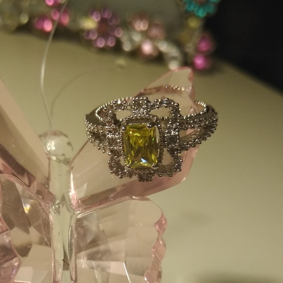 14k WG/Silver Victorian Citrine Topaz Fancy Ring 8 - Picture 7 of 13